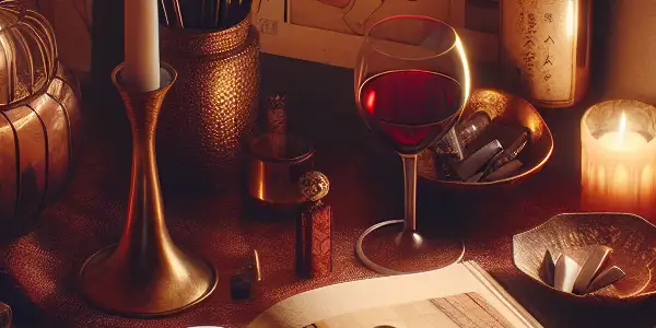 An intimate reading nook with plush cushions, soft lighting, an open illustrated book, and vintage film aesthetics.